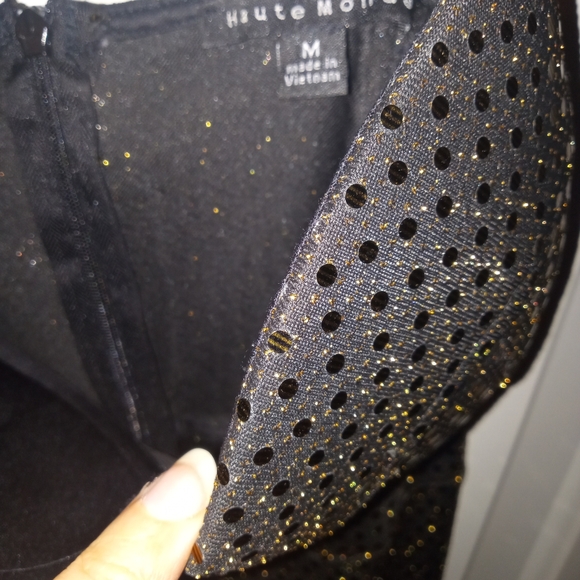 Haute Monde Gold/ Black Bling Sequins Medium Mini  Dress - Picture 3 of 4